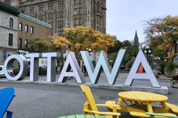 The Ottawa sign in downtown Ottawa, Ontario.
