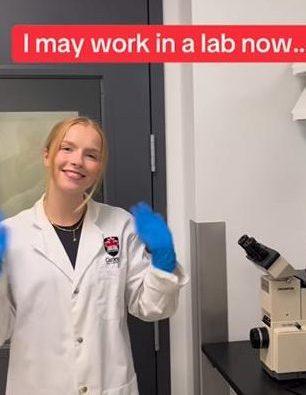 A screenshot of a science Instagram reel featuring a female scientist