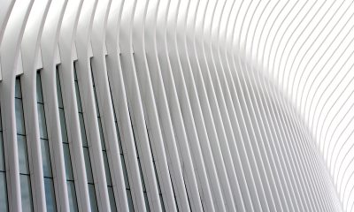 This is a picture of New York City's Oculus' exterior panels that create a trompe l'oeil.