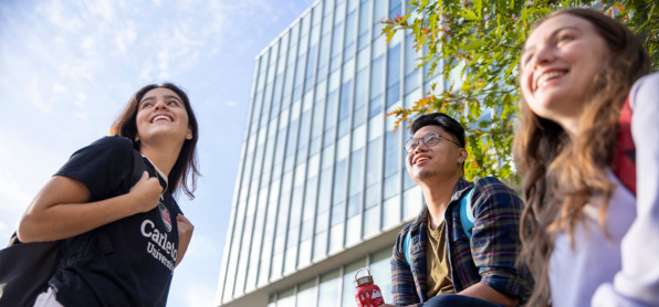Three students looking far away. Inspirational shot