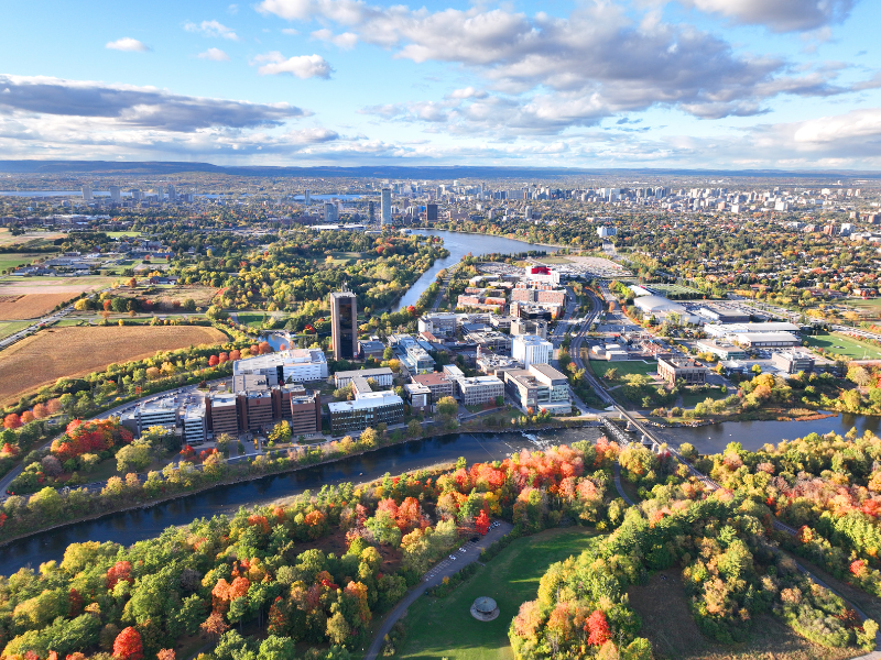 Aerial view of the Carleton campus.
